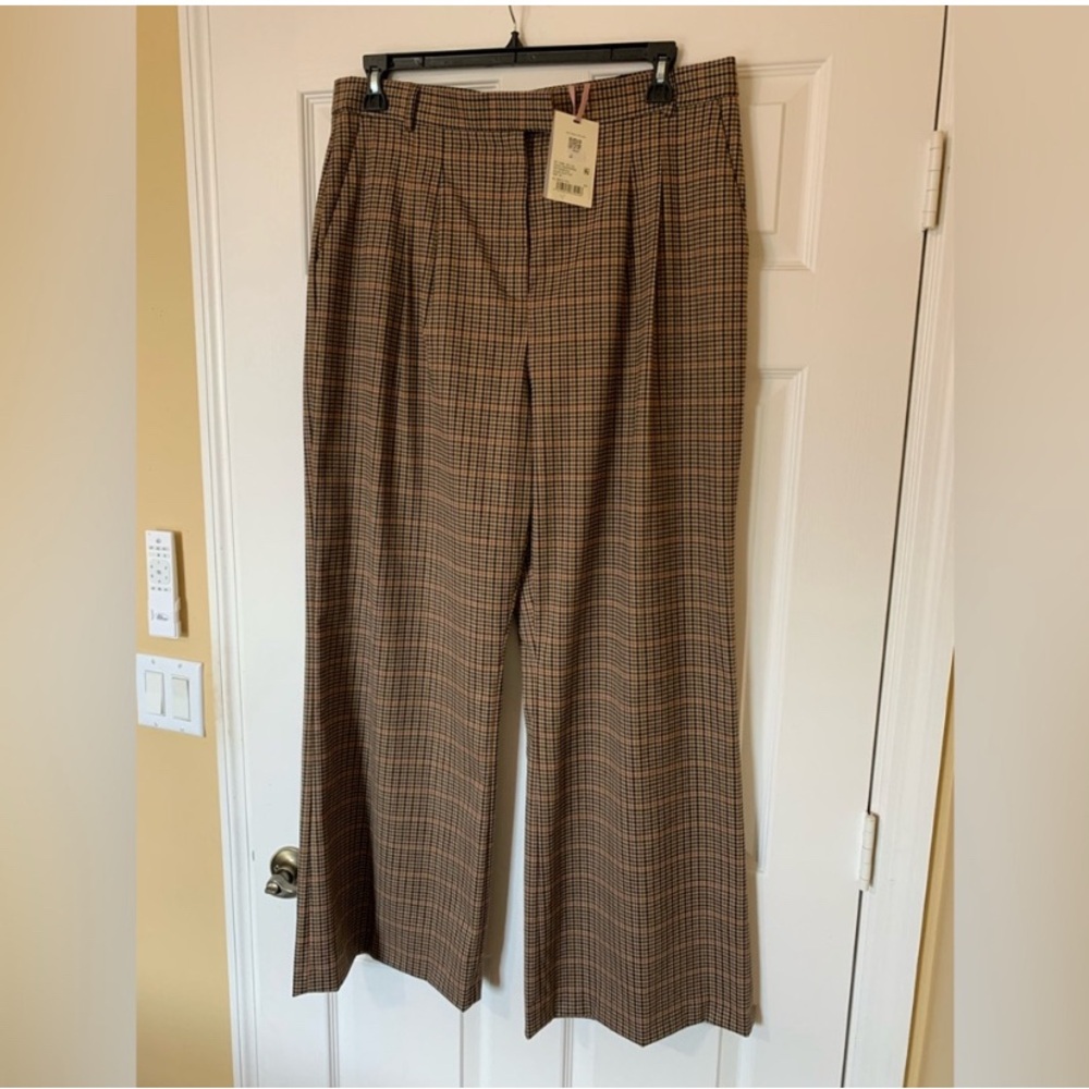 NWT Alex Marie Diane Rust Plaid‎ Wide Leg Pants Size 16 Chic Office Workwear